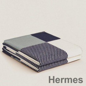 Hermes H Riviera Blanket in Marine Wool and Cashmere