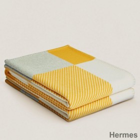 Hermes H Riviera Blanket in Yellow Wool and Cashmere