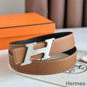 Hermes H Speed Reversible Belt 32MM in Gold Epsom Calfskin