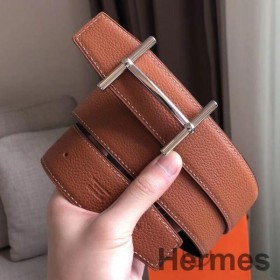 Hermes H d'Ancre Reversible Belt In Brown/Noir Leather