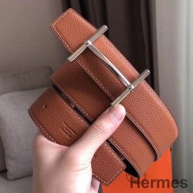 Hermes H d'Ancre Reversible Belt In Brown/Noir Leather