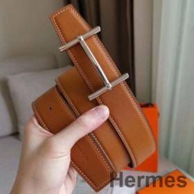 Hermes H d'Ancre Reversible Belt In Gold/Red Epsom Leather