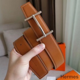 Hermes H d'Ancre Reversible Belt In Gold/Red Epsom Leather