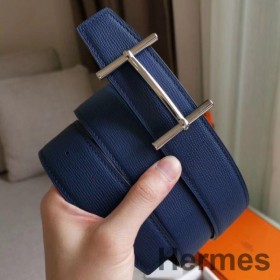 Hermes H d'Ancre Reversible Belt In Indigo/Black Epsom Leather