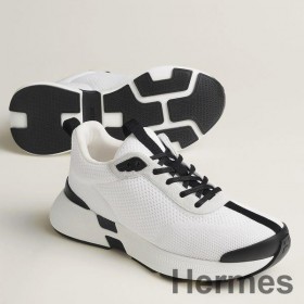 Hermes Heros Sneakers in White Technical Knit