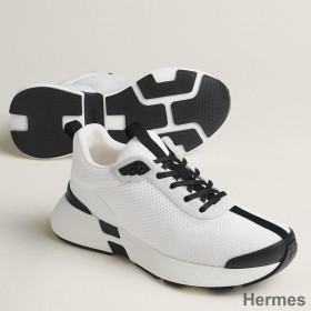 Hermes Heros Sneakers in White Technical Knit
