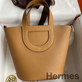 Hermes In The Loop 18 Handmade Bag in Biscuit Clemence Leather