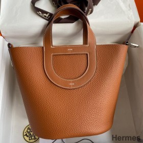 Hermes In The Loop 18 Handmade Bag in Gold Clemence Leather