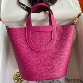 Hermes In The Loop 18 Handmade Bag in Rose Purple Clemence Leatherther