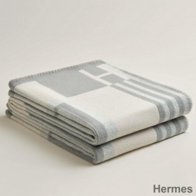 Hermes Ithaque Blanket in Grey Wool and Cashmere