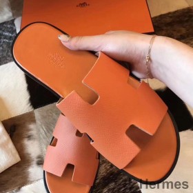 Hermes Izmir Sandals In Orange Epsom Leather