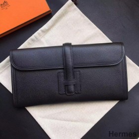 Hermes Jige Elan 29 Clutch Bag In Black Epsom Calfskin