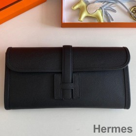 Hermes Jige Elan 29 Clutch Bag In Black Epsom Leather