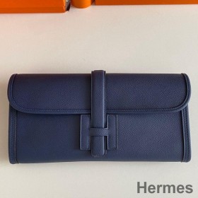Hermes Jige Elan 29 Clutch Bag In Blue Saphir Epsom Leather