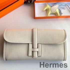 Hermes Jige Elan 29 Clutch Bag In Craie Swift Calfskin