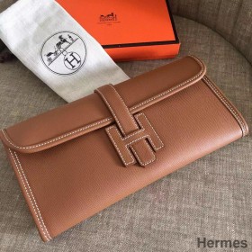 Hermes Jige Elan 29 Clutch Bag In Gold Epsom Calfskin