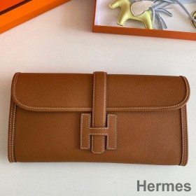 Hermes Jige Elan 29 Clutch Bag In Gold Epsom Leather