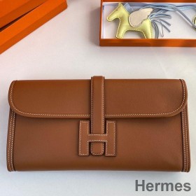 Hermes Jige Elan 29 Clutch Bag In Gold Swift Calfskin