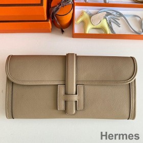 Hermes Jige Elan 29 Clutch Bag In Gris Tourterelle Epsom Leather