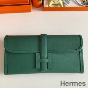 Hermes Jige Elan 29 Clutch Bag In Malachite Epsom Leather