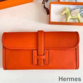 Hermes Jige Elan 29 Clutch Bag In Orange Swift Calfskin