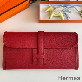 Hermes Jige Elan 29 Clutch Bag In Red Epsom Leather