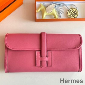 Hermes Jige Elan 29 Clutch Bag In Rose Lipstick Swift Calfskin