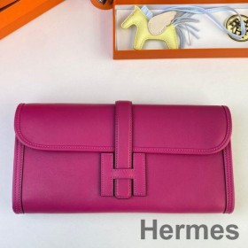 Hermes Jige Elan 29 Clutch Bag In Rose Purple Swift Calfskin