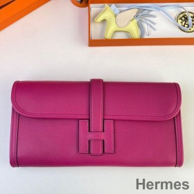 Hermes Jige Elan 29 Clutch Bag In Rose Purple Swift Calfskin