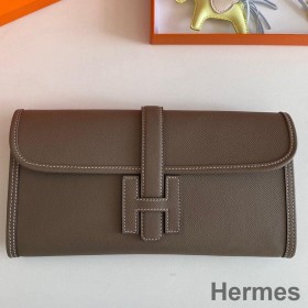 Hermes Jige Elan 29 Clutch Bag In Taupe Epsom Leather