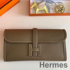 Hermes Jige Elan 29 Clutch Bag In Taupe Swift Calfskin