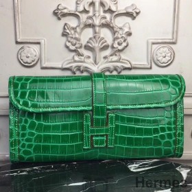 Hermes Jige Elan 29 Clutch In Bambou Crocodile Leather
