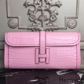 Hermes Jige Elan 29 Clutch In Pink Crocodile Leather