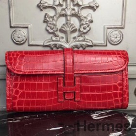 Hermes Jige Elan 29 Clutch In Red Crocodile Leather