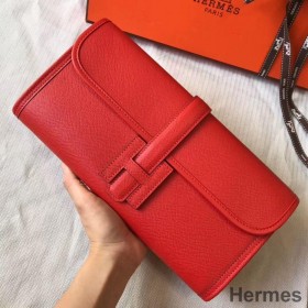 Hermes Jige Elan 29 Clutch In Red Epsom Leather