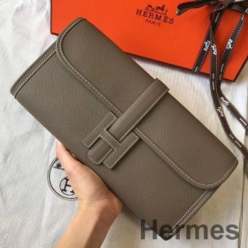 Hermes Jige Elan 29 Clutch In Taupe Grey Epsom Leather