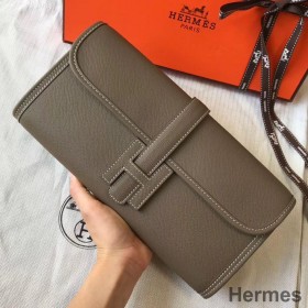 Hermes Jige Elan 29 Clutch In Taupe Grey Epsom Leather