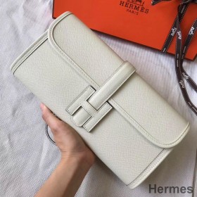 Hermes Jige Elan 29 Clutch In White Epsom Leather