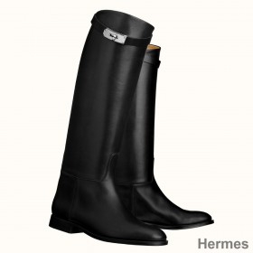 Hermes Jumping Boots In Black Calfskin