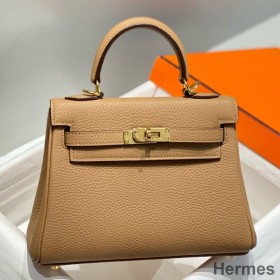 Hermes Kelly 20cm Bag In Chai Clemence Leather GHW