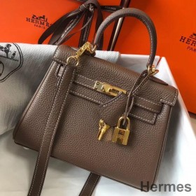Hermes Kelly 20cm Bag In Taupe Clemence Leather GHW