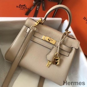 Hermes Kelly 20cm Bag In Trench Clemence Leather GHW