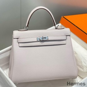 Hermes Kelly 25cm Retourne Bag In Mauve Pale Clemence Leather