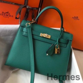 Hermes Kelly 25cm Sellier Bag In Malachite Epsom Leather