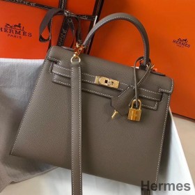 Hermes Kelly 25cm Sellier Bag In Taupe Epsom Leather