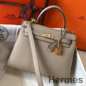 Hermes Kelly 25cm Sellier Bag In Tourterelle Epsom Leather