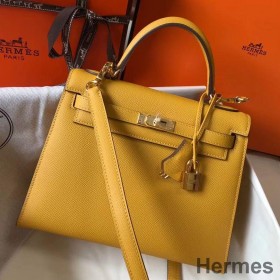 Hermes Kelly 25cm Sellier Bag In Yellow Epsom Leather
