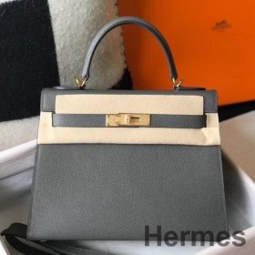Hermes Kelly 28cm Bag In Ardoise Epsom Leather GHW