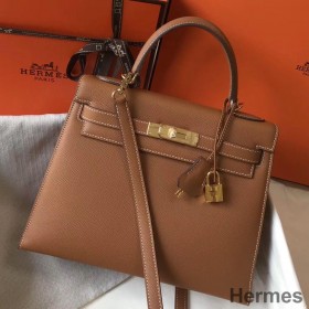 Hermes Kelly 28cm Bag In Gold Epsom Leather GHW