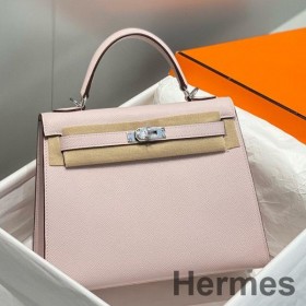 Hermes Kelly 28cm Bag In Mauve Pale Epsom Leather PHW